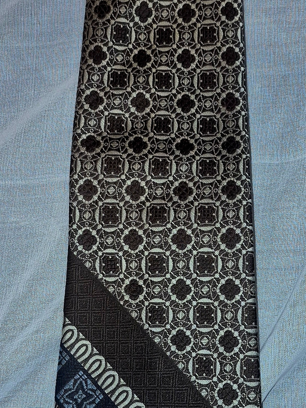 Wembley Brown and Silver Geometric Medallion Tie